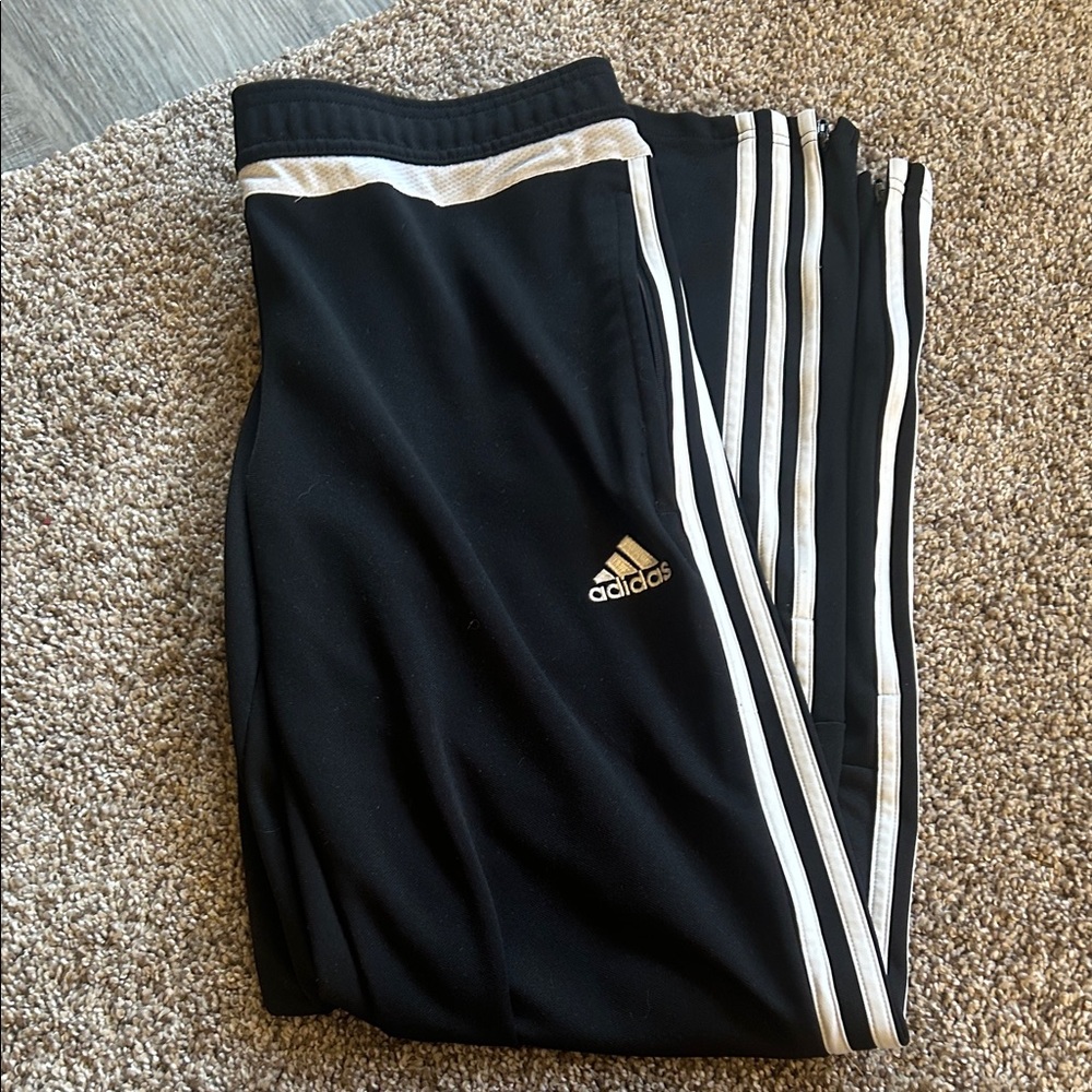 adidas Black Joggers with White Side Stripes